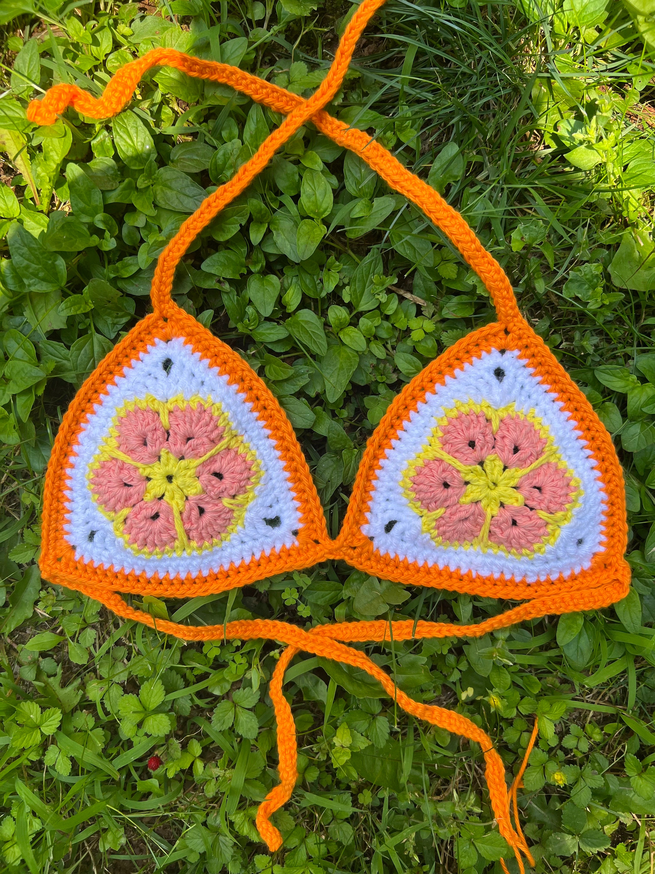 African Flower Crochet Bikini Top | Neon Triangle Bralette - Etsy