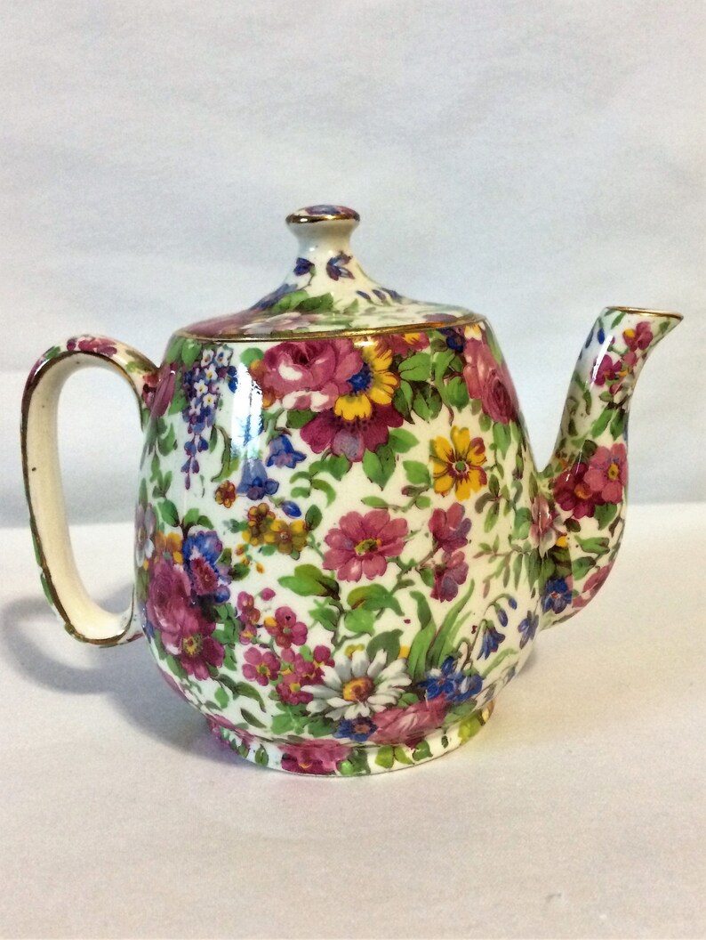 Vintage Chintz Teapot Royal Winton Grimwades Summertime Etsy