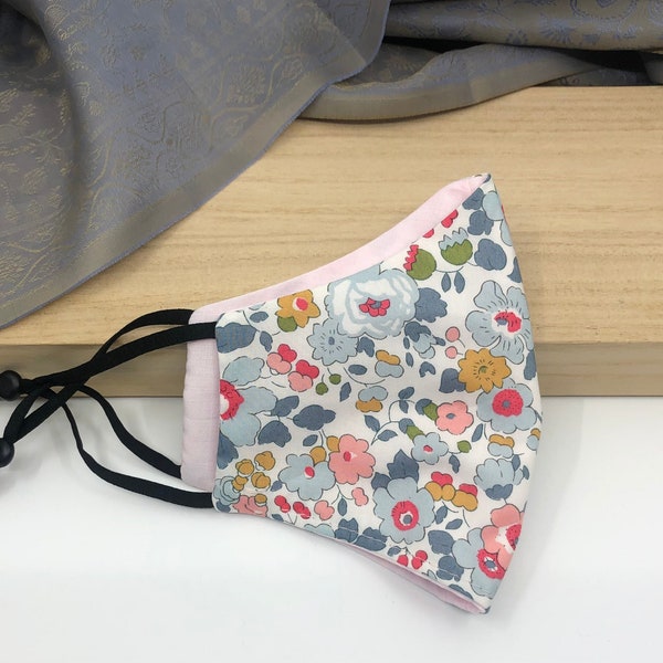 Liberty London Face Mask: Betsy Floral Print, Reversible, Lightweight hay fever protection