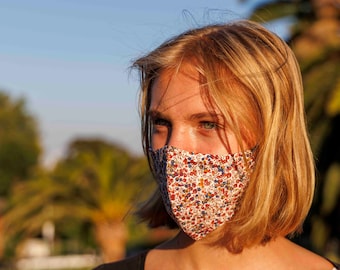 Wiltshire  copper bud face mask| Liberty fabric| stay safe mask| reversible| easy to wear| mask pouch| handmade item