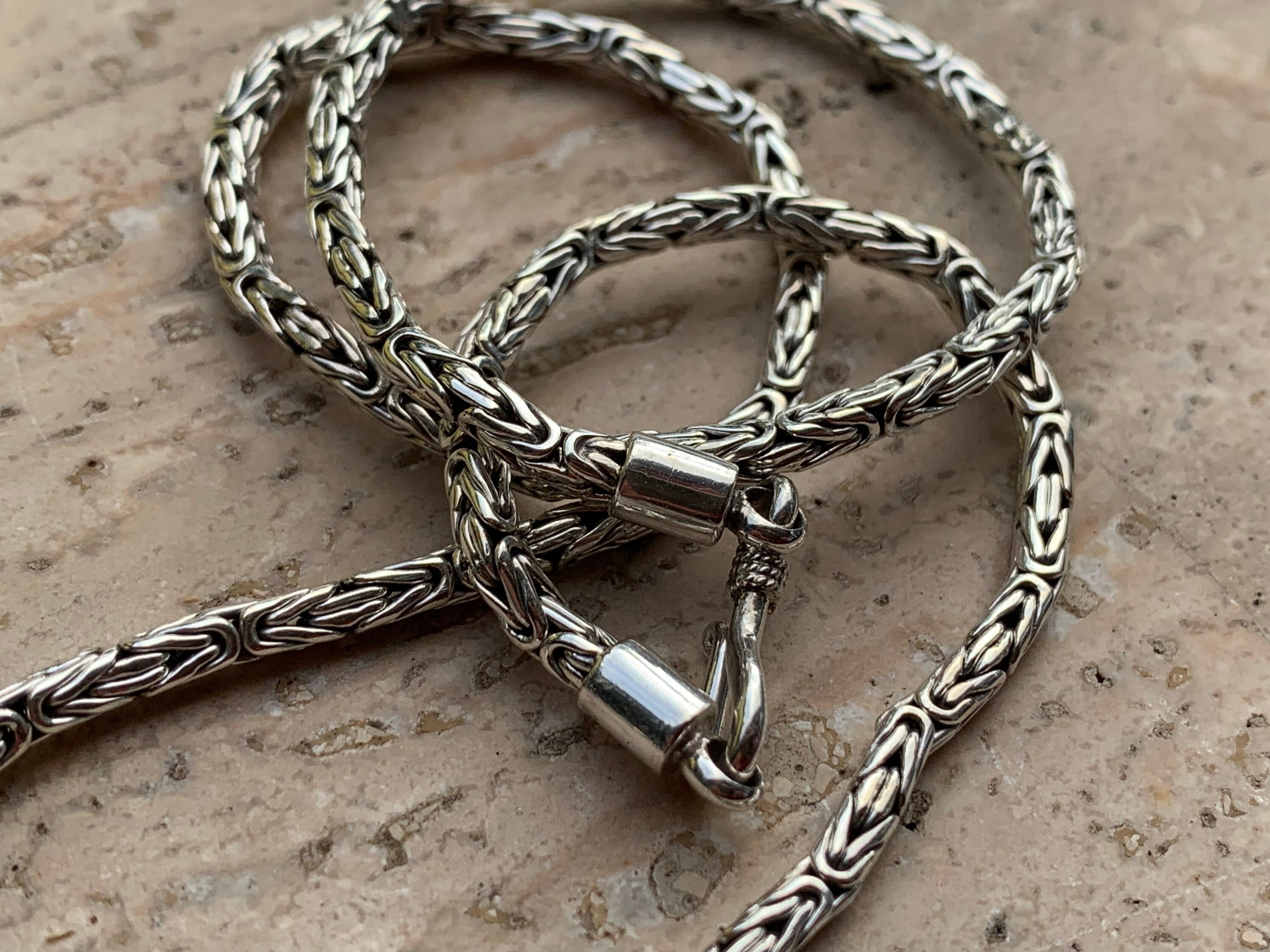 Vintage 925 Sterling Silver Byzantine 18.5" Chain Necklace