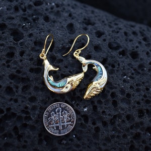 18K Gold Vermeil Whale Earrings. Abalone Shell. Mother of - Etsy