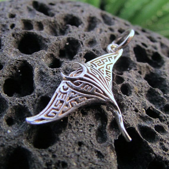 Manta Ray Necklace Pendant Sterling Silver Ocean Beach - Etsy