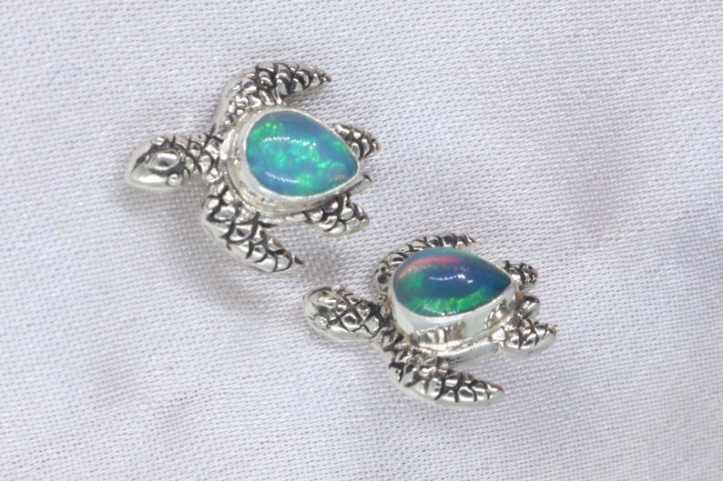 Turtle Shell Opal Opal Turtles Hawaiian Honu Silver Mother of Pearl Stud Earrings - Etsy