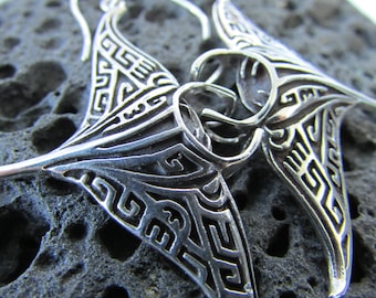 Manta Ray Earrings Large | Sterling Silver | Ocean | Beach | Gift | Jewelry | Handmade | Unique