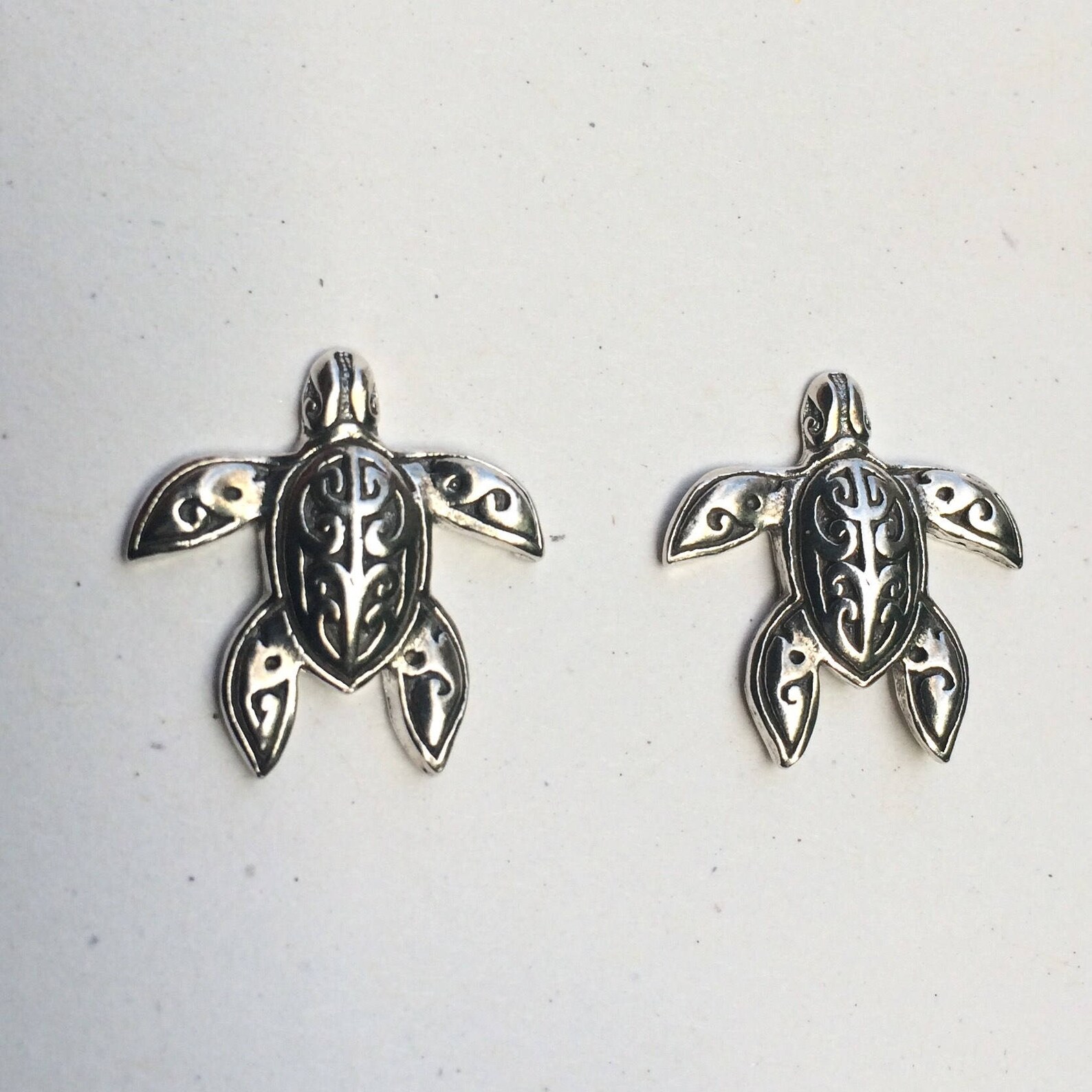 Turtle Stud Earrings Sterling Silver Ocean Beach Gift Etsy