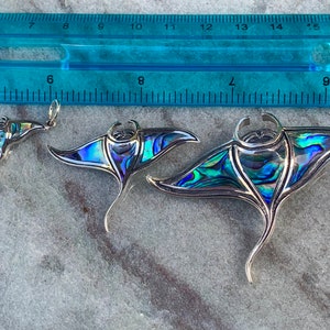 Manta Ray Necklace Pendant Handmade Abalone Paua Shell Sterling Silver image 3