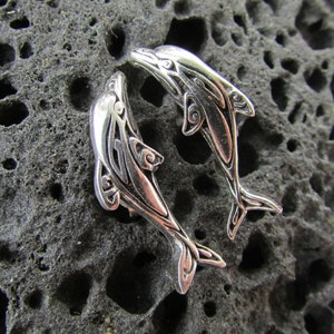 Dolphin Earrings Stud | Sterling Silver | Ocean | Beach | Gift | Jewelry | Handmade | Unique