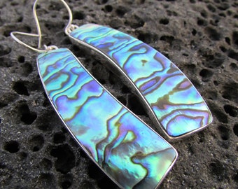 Zen Earrings | Paua Abalone Shell | Sterling Silver | Gift | Jewelry | Handmade | Unique