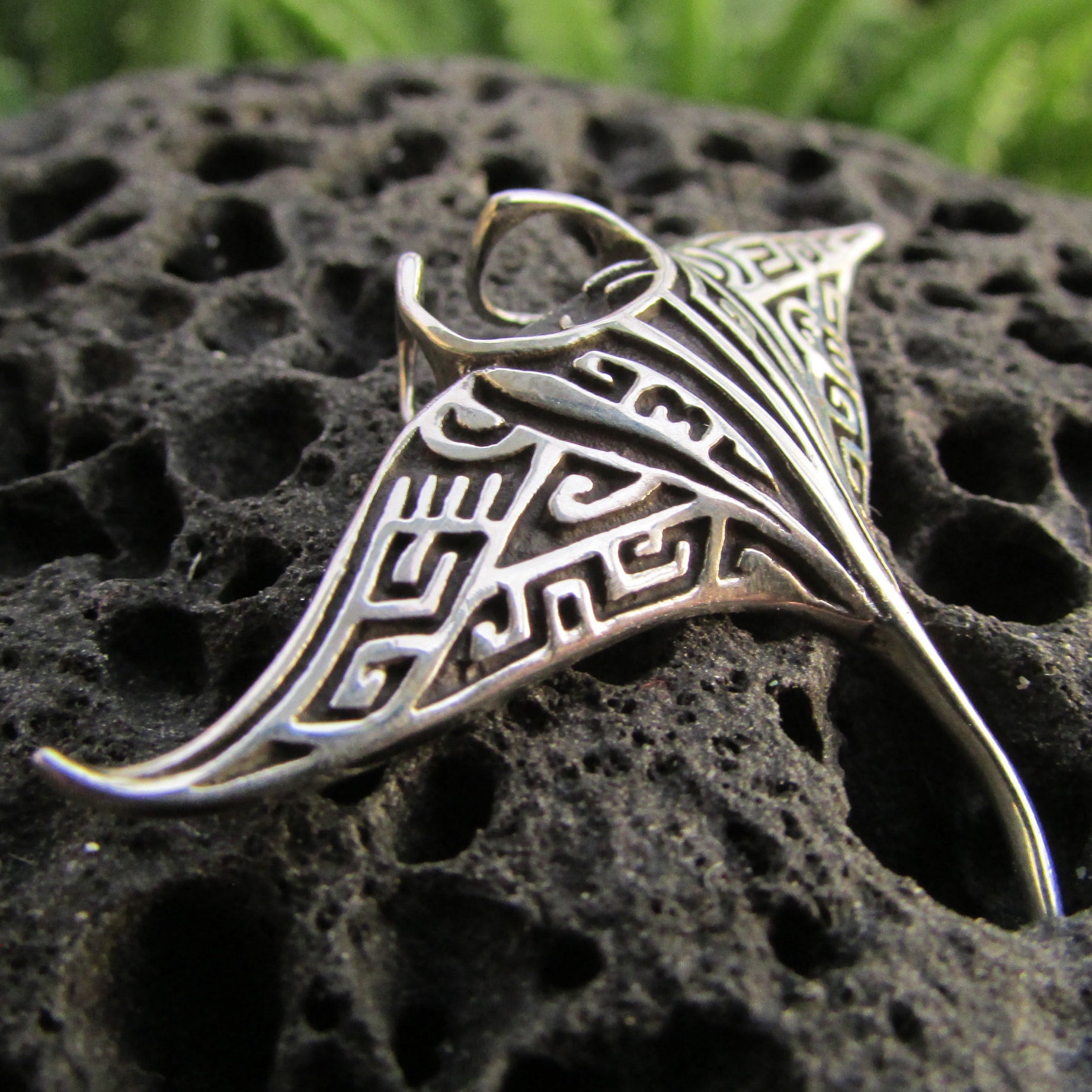 Manta Ray Pendant Necklace Large | Sterling Silver | Ocean | Beach | Gift | Jewelry | Handmade | Unique