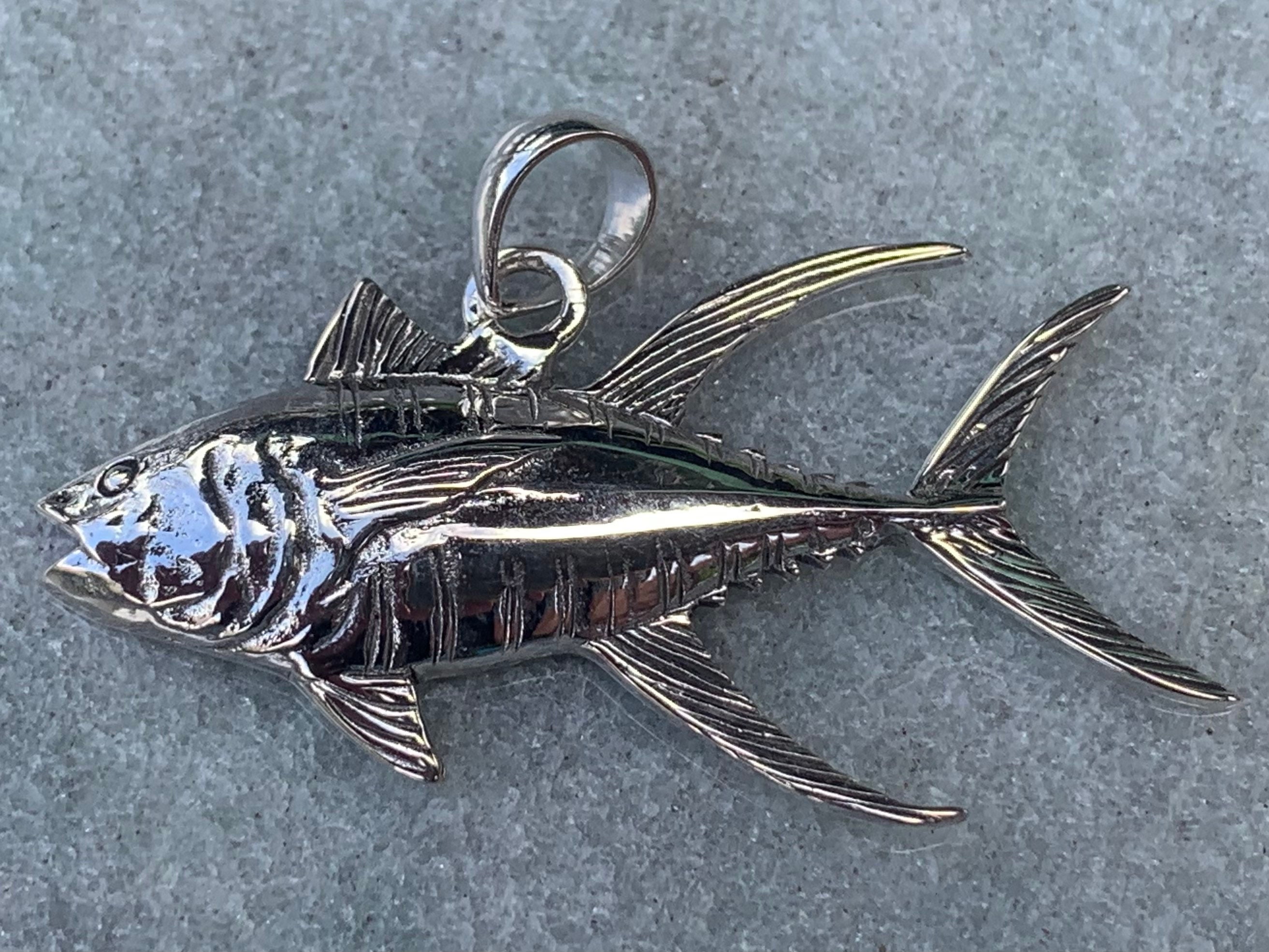 Ahi Tuna Fish Necklace Pendant Necklace. Fisherman Gift. Sterling Silver.