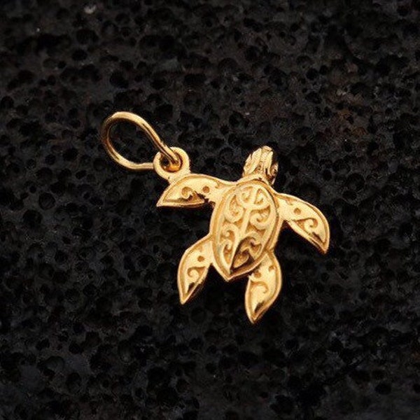 18K Gold Vermeil Turtle Necklace Pendant