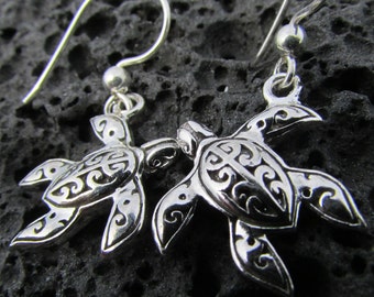 DAYLINLOVE Orecchini Pendenti A Tartaruga Marina In Argento 925 – Gioielli A Tema Oceanico, Ipoallergenici, Con Confezione Regalo E Panno Pulente
