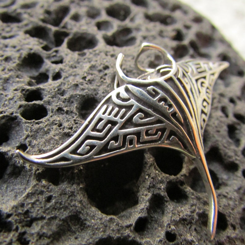 Manta Ray Necklace Pendant Medium Sterling Silver Ocean | Etsy