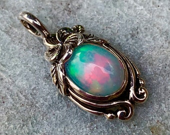 Sterling Silver Plumeria Opal Multi Color Pendant - Etsy