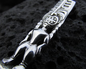 Hawaiianische Tribal Tiki Anhänger Halskette | Sterling Silber | Geschenk | Schmuck | Handarbeit | Einzigartig