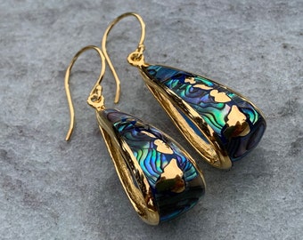 Abalone Muschel Hawaiianische Insel Creolen, Gold 18K Vermeil