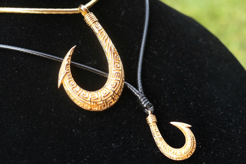 Polynesian Tribal Maui 18K Gold Vermeil Fishing Hook Necklace Etsy