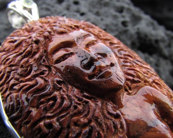 Hawaii Volcano Goddess Pele Carved Pendant Necklace | Rare Koa Wood | Peridot | Sterling Silver | Fire | Gift | Jewelry | Handmade