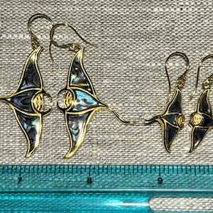 18K Gold Vermeil Manta Ray Stingray Earrings Handmade Abalone Paua Shell Sterling Silver image 6