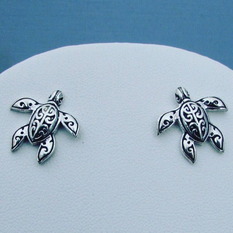 Turtle Stud Earrings Sterling Silver Ocean Beach Gift Etsy