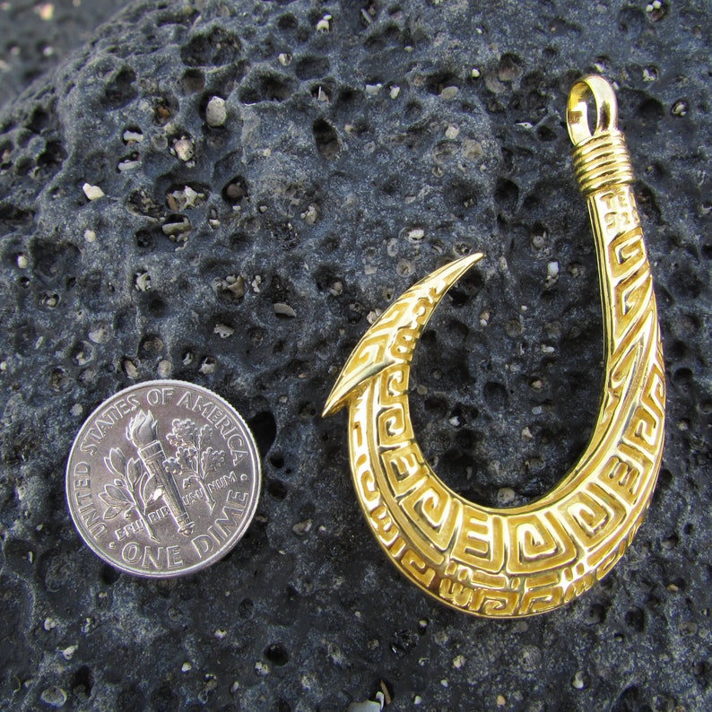 Polynesian Tribal Maui 18K Gold Vermeil Fishing Hook Necklace Etsy