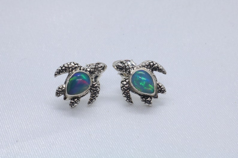 Turtle Shell Opal Opal Turtles Hawaiian Honu Silver Mother of Pearl Stud Earrings - Etsy