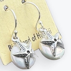 Starfish Pearl Earrings Charm Coin Silver Jewelry