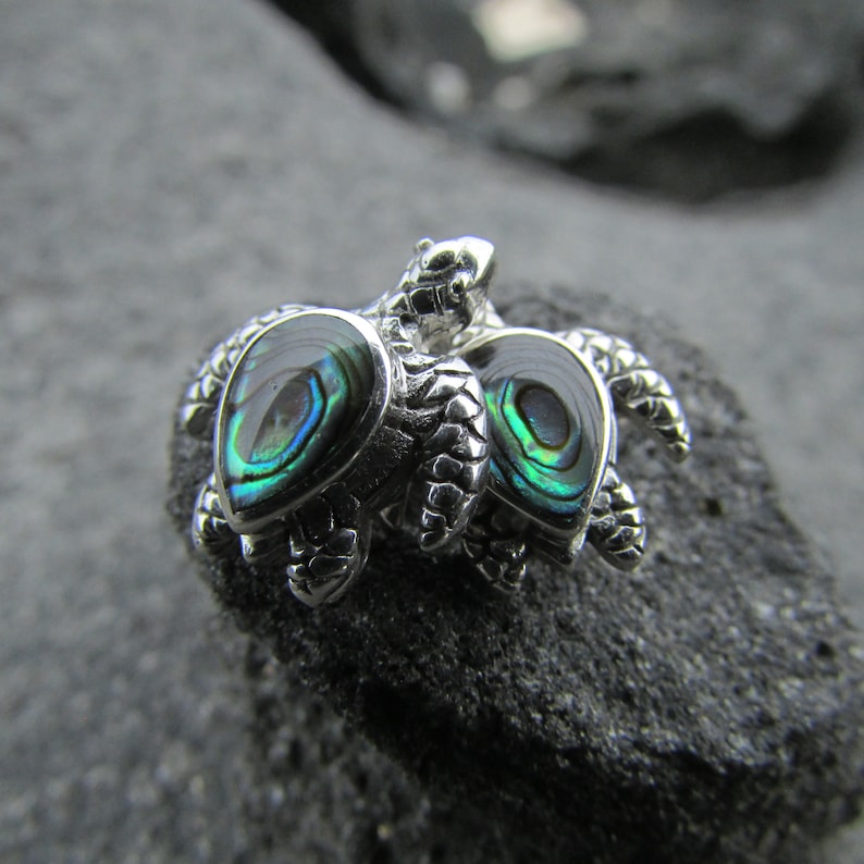 Ocean Unique Sea Turtle Stud Earrings Beach Sterling Silver Abalone Paua Shell Gift Jewelry Handmade