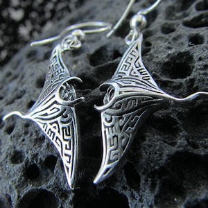 Manta Ray Earrings | Sterling Silver | Ocean | Beach | Gift | Jewelry | Handmade | Unique