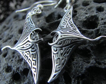 Manta Ray Earrings | Sterling Silver | Ocean | Beach | Gift | Jewelry | Handmade | Unique