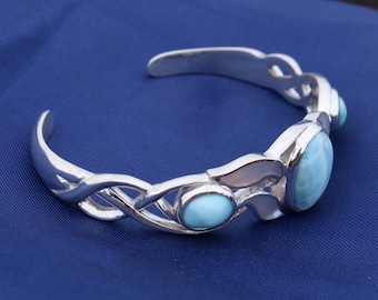 Larimar Bracelet Cuff. Sterling Silver.
