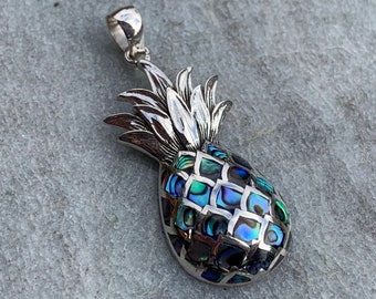 Pineapple Pendant Necklace | Paua Abalone Shell | Sterling Silver | Ocean | Beach | Gift | Jewelry | Handmade | Unique