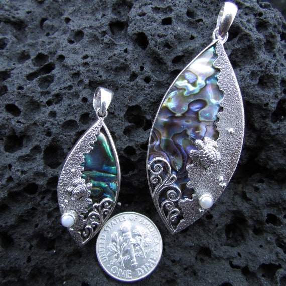 Collana Tartaruga Con Ciondolo In Conchiglia Abalone – Intarsiato A Mano, Simbolo Di Lunga Vita, Catena 45,7 Cm - 2