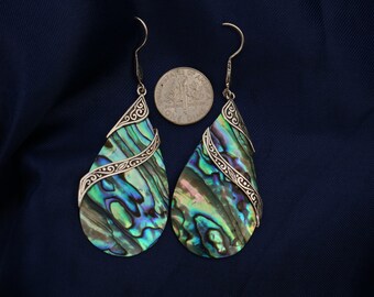 Orecchini Pendenti In Argento 925 Con Nodo Celtico E Abalone - Vadmans, Regalo Donna