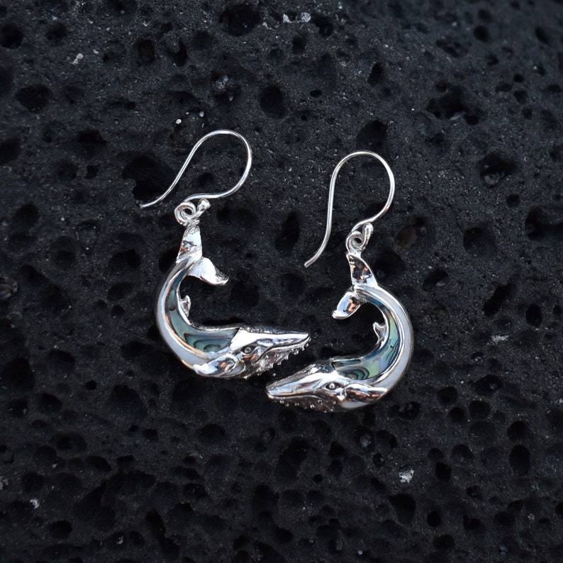 Whale Earrings. Sterling Silver. Abalone Shell. Mother of - Etsy