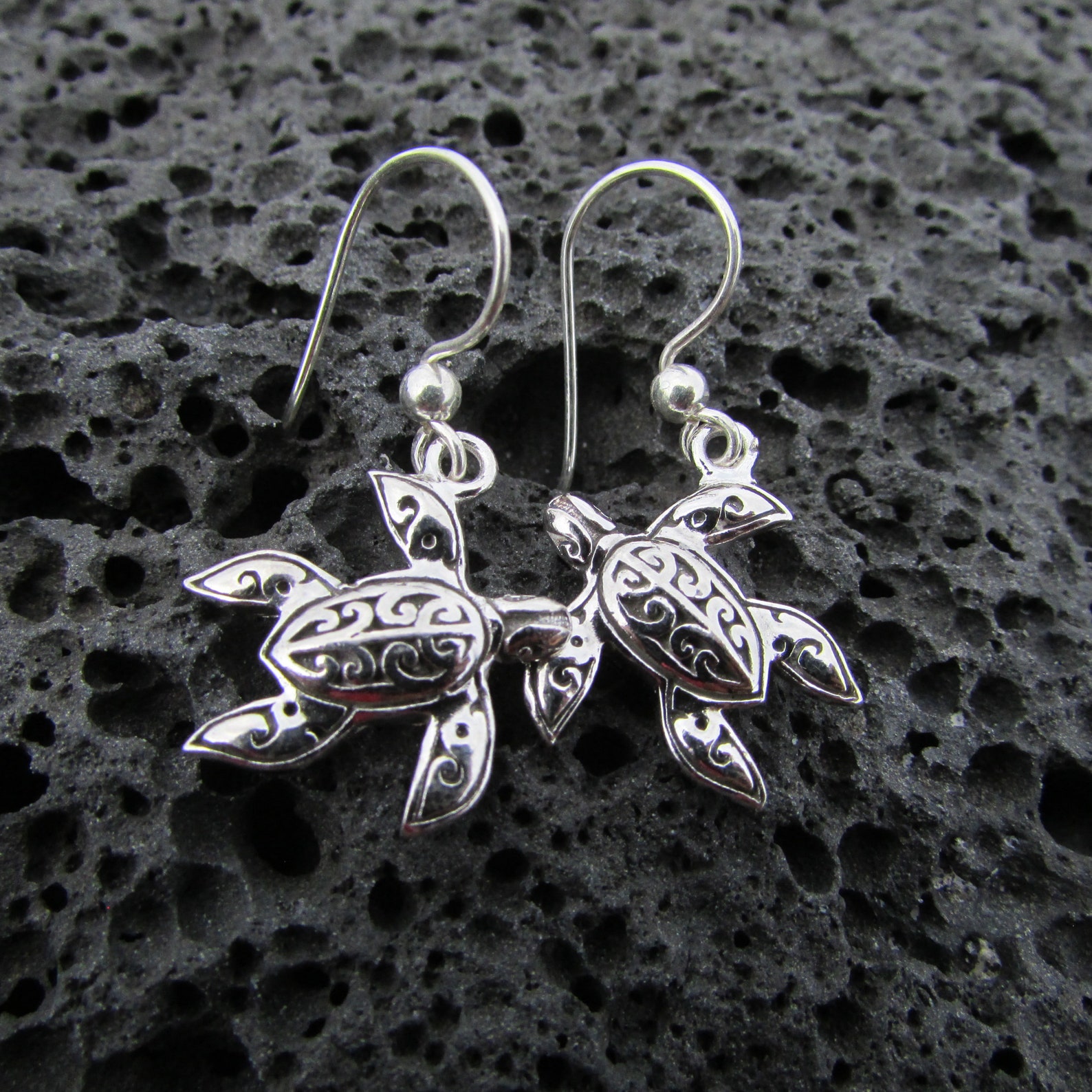 Turtle Earrings Sterling Silver Ocean Beach Gift | Etsy