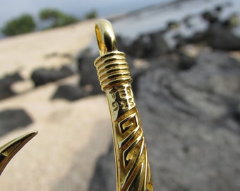 Polynesian Tribal Maui 18K Gold Vermeil Fishing Hook Necklace