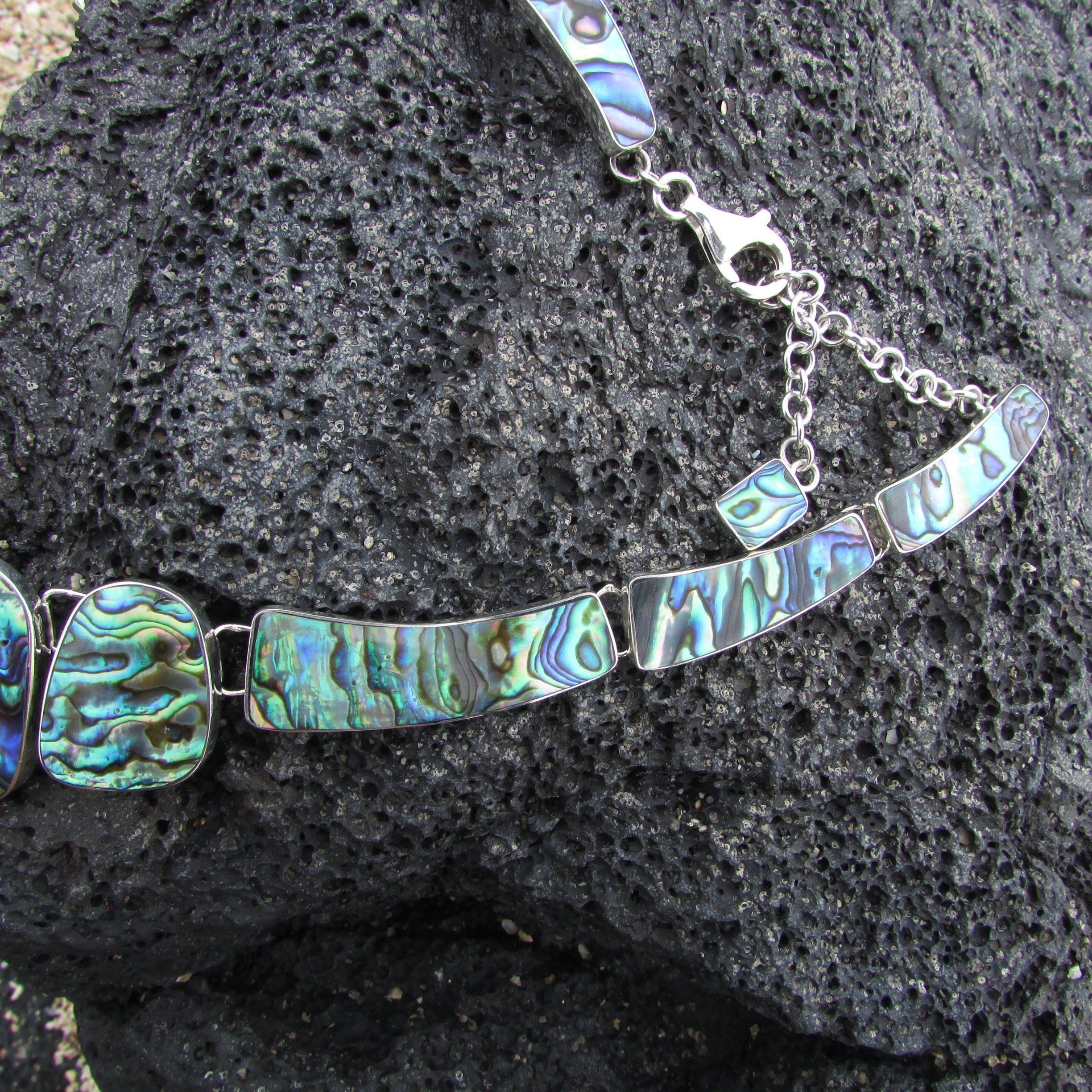 Ciondolo Nautilus in conchiglia di Paua, argento sterling