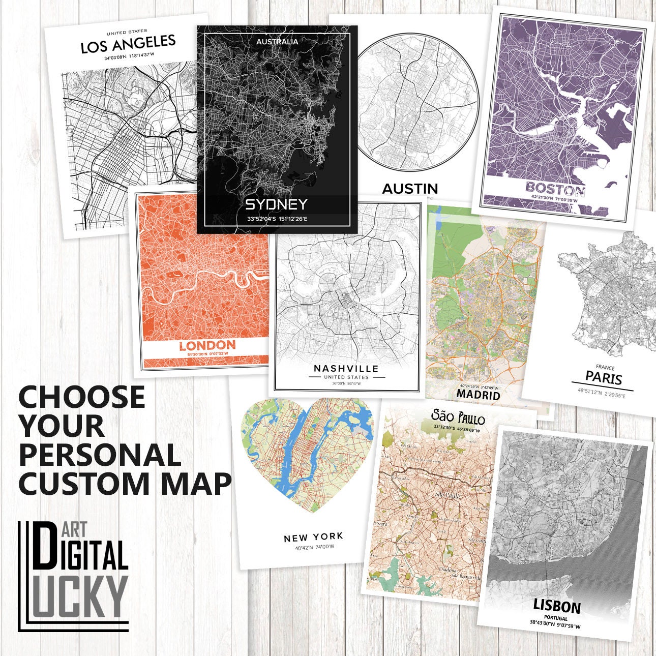 City Map Poster City Map Print Map Art Printable Map Gifts | Etsy