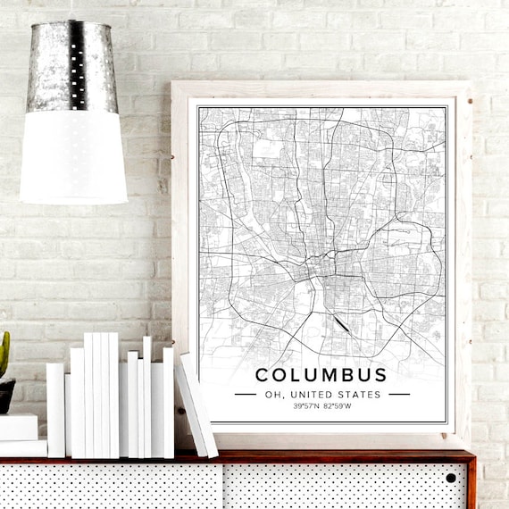 Columbus Ohio Map Columbus Ohio Wall Art Columbus Map Etsy