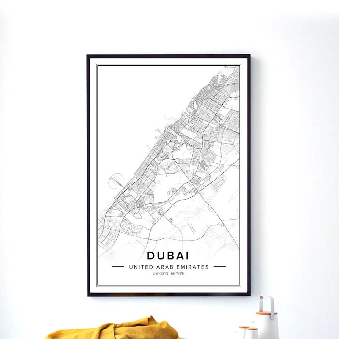Dubai Poster Dubai Map Dubai Wall Art Dubai Print City | Etsy