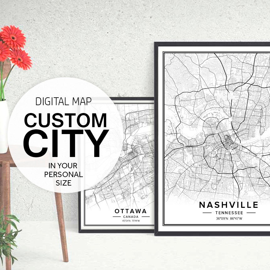 Custom Map Print Custom Map Gift H3 Custom City Map Any City Map Custom Street Map Custom Map Custom Map Poster Personalized Map