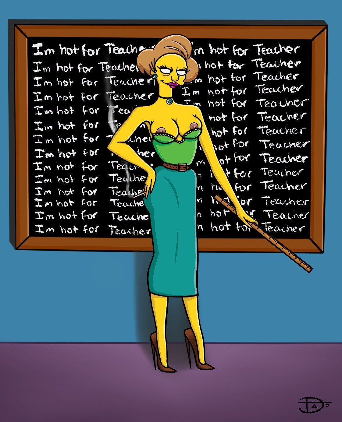 8.5 X 11 “i’m Hot for Teacher” Ms Krabappel Fan Art, Digital Art Print