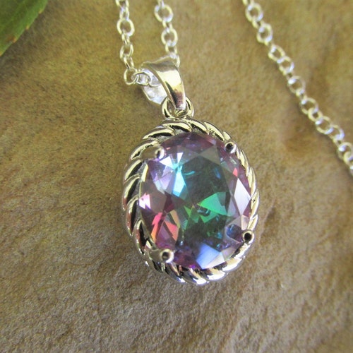 Pendentif Papillon En Argent Avec Topaze Mystique - Bijou Neuf, Sans Emballage