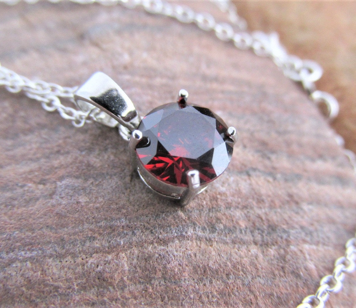 Sterling silver 2024 garnet necklace