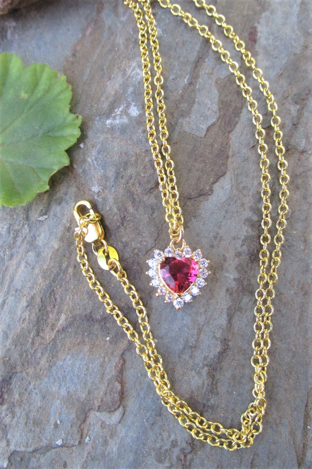 Red ruby pendant necklace red ruby gold filled necklace heart | Etsy