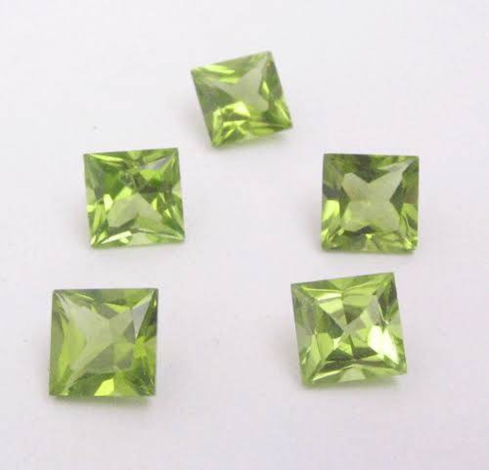 10 Pieces Natural Peridot Square Shape Faceted Cut Gemstone | Etsy