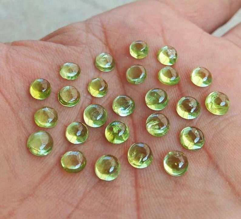 10 pieces natural peridot round shape cabochon gemstone