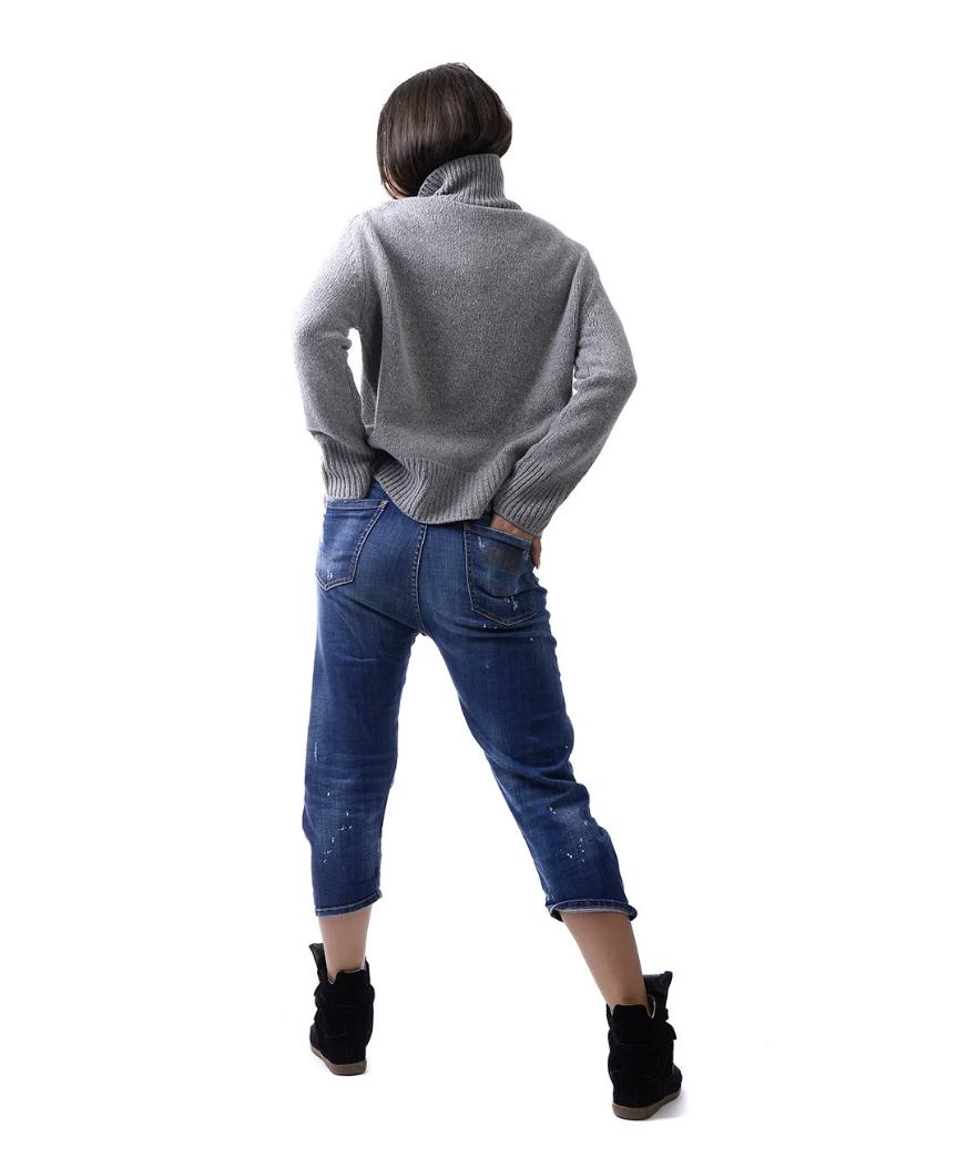 Babyhug Knit Full Sleeves Turtle Neck Pullover Sweater -Charcoal Grey
